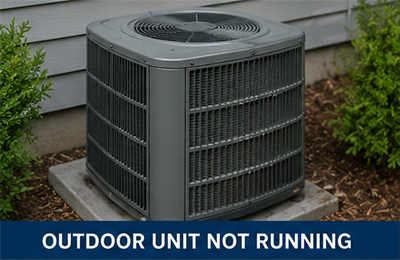 Outdoor AC unit not running causing warm air from vents