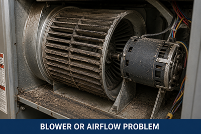 Low airflow from AC vents contributing to frozen evaporator coil