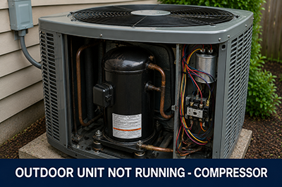 Outdoor AC compressor issue causing condenser unit not to run