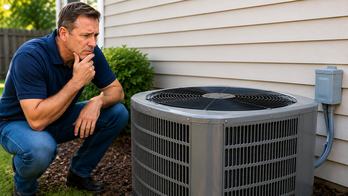 Outdoor air conditioning condenser unit not running beside a home in Oviedo, Florida